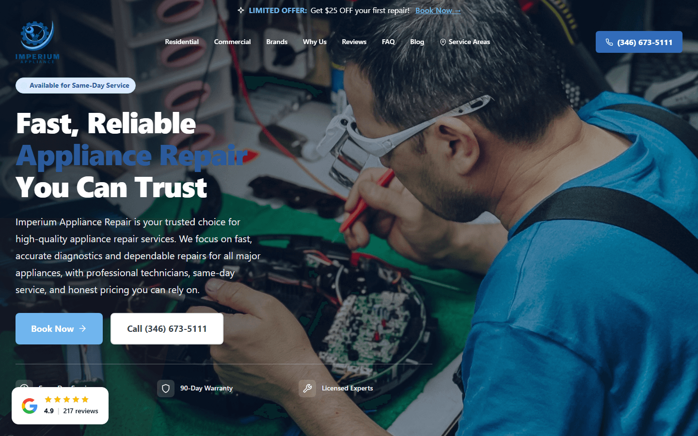 Homepage of Imperium Appliance